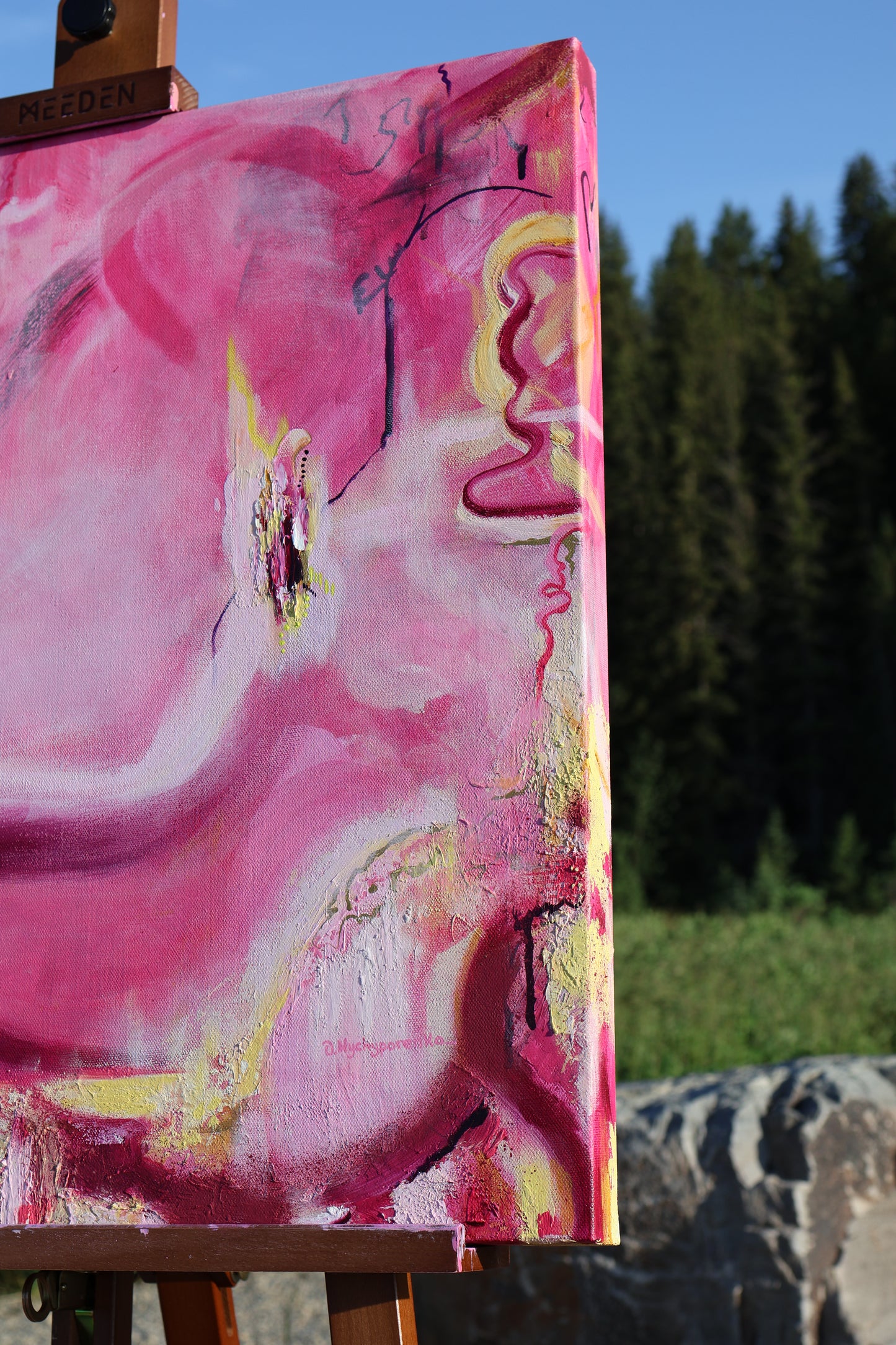 Unfolded, Unafraid – original abstract painting by Olia Nychyporenko (artbyOliaN), expressing softness, emotional presence, and fearless authenticity.