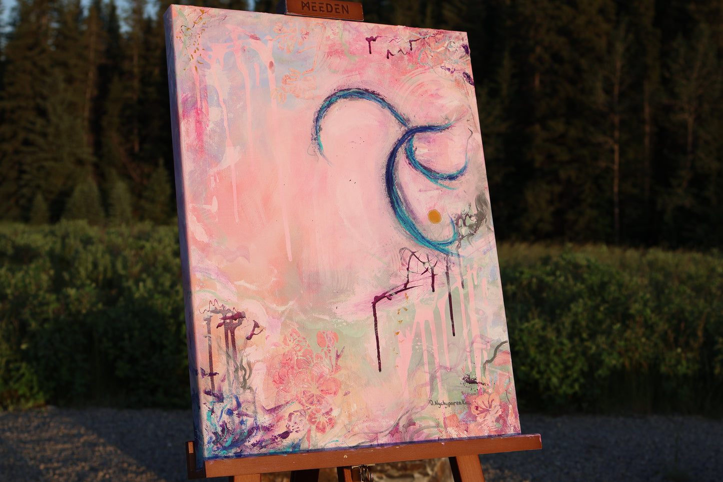 In the Softening – original abstract painting by Olia Nychyporenko (artbyOliaN), exploring quiet emotional release and the power of softness through layered texture.
